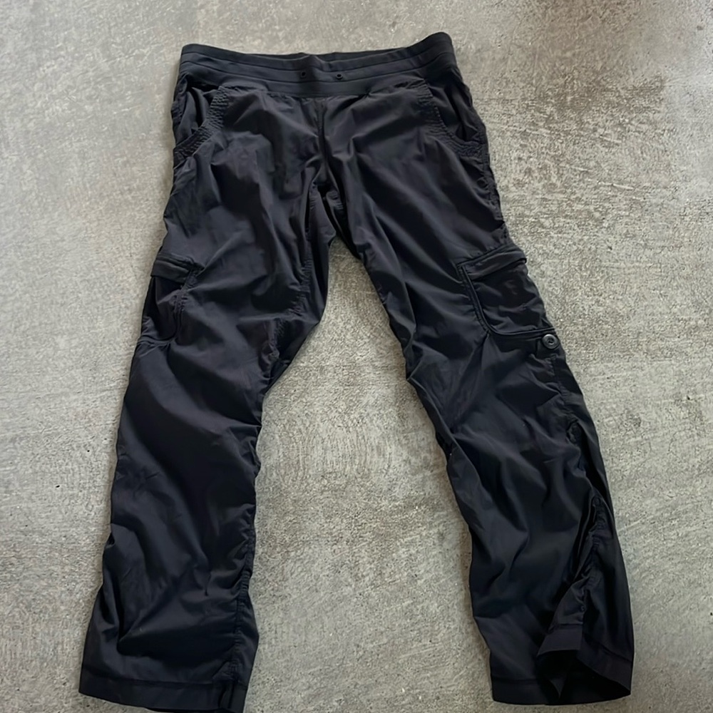 Studiopants can be long or cropped. Inexpensive b/c waistband is stretched out.